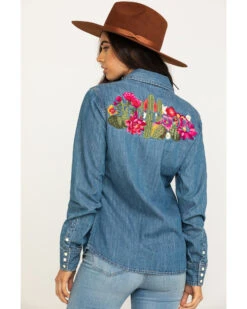 Stetson Women's Denim Desert Embroidered Long Sleeve Snap Western Shirt -Country Clothing Store 2000295427 400 P2