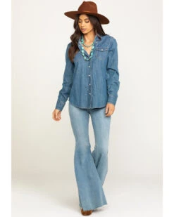 Stetson Women's Denim Desert Embroidered Long Sleeve Snap Western Shirt -Country Clothing Store 2000295427 400 P6