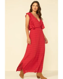 Stetson Women's Red Textured Ruffle Maxi Dress -Country Clothing Store 2000313392 600 P1