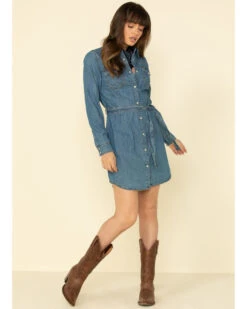 Wrangler Women's Medium Wash Denim Western Shirt Dress -Country Clothing Store 2000321130 400 P1