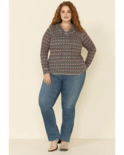 White Label By Panhandle Women's Southwestern Stripe Hoodie Tee - Plus -Country Clothing Store 2000323355 900 P2