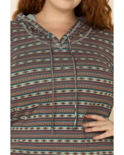 White Label By Panhandle Women's Southwestern Stripe Hoodie Tee - Plus -Country Clothing Store 2000323355 900 P3