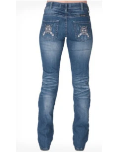Cowgirl Tuff Women's Montana Medium Wash Southwestern Bootcut Jeans