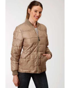 Roper Women's Brown Poly Window Pane Quilted Jacket -Country Clothing Store 2000326904 200 P1