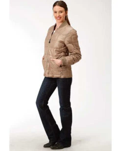 Roper Women's Brown Poly Window Pane Quilted Jacket -Country Clothing Store 2000326904 200 P3