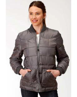 Roper Women's Gray Poly Quilted Jacket