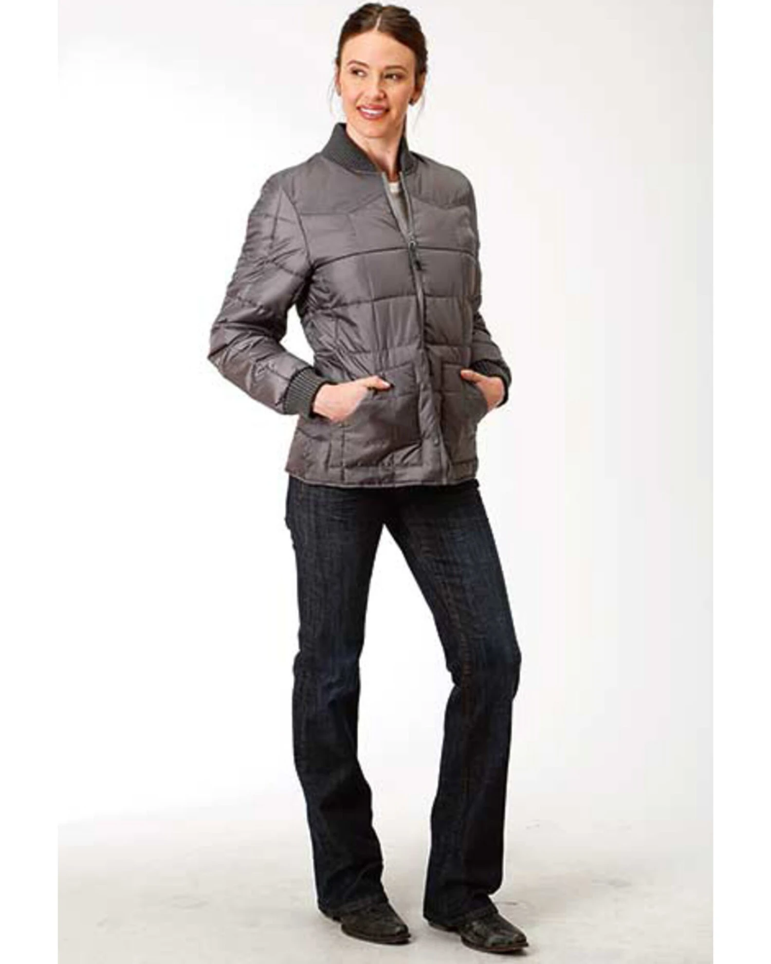 Roper Women's Gray Poly Quilted Jacket 4 Roper Women's Gray Poly Quilted Jacket - Image 2