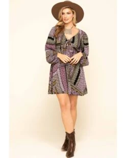 Band Of The Free Women's Multi Patchwork Tie Front Dress -Country Clothing Store 2000327338 900 P6