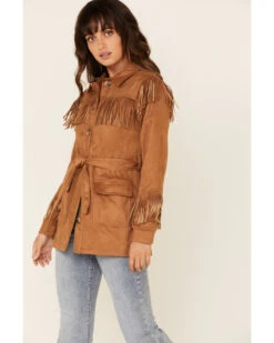 MINKPINK Women's Tan We Are Free Fringe Jacket -Country Clothing Store 2000328411 280 P1