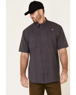 Ariat Men's Solid Charcoal Tek Short Sleeve Button Down Western Shirt -Country Clothing Store 2000330526 022 P1