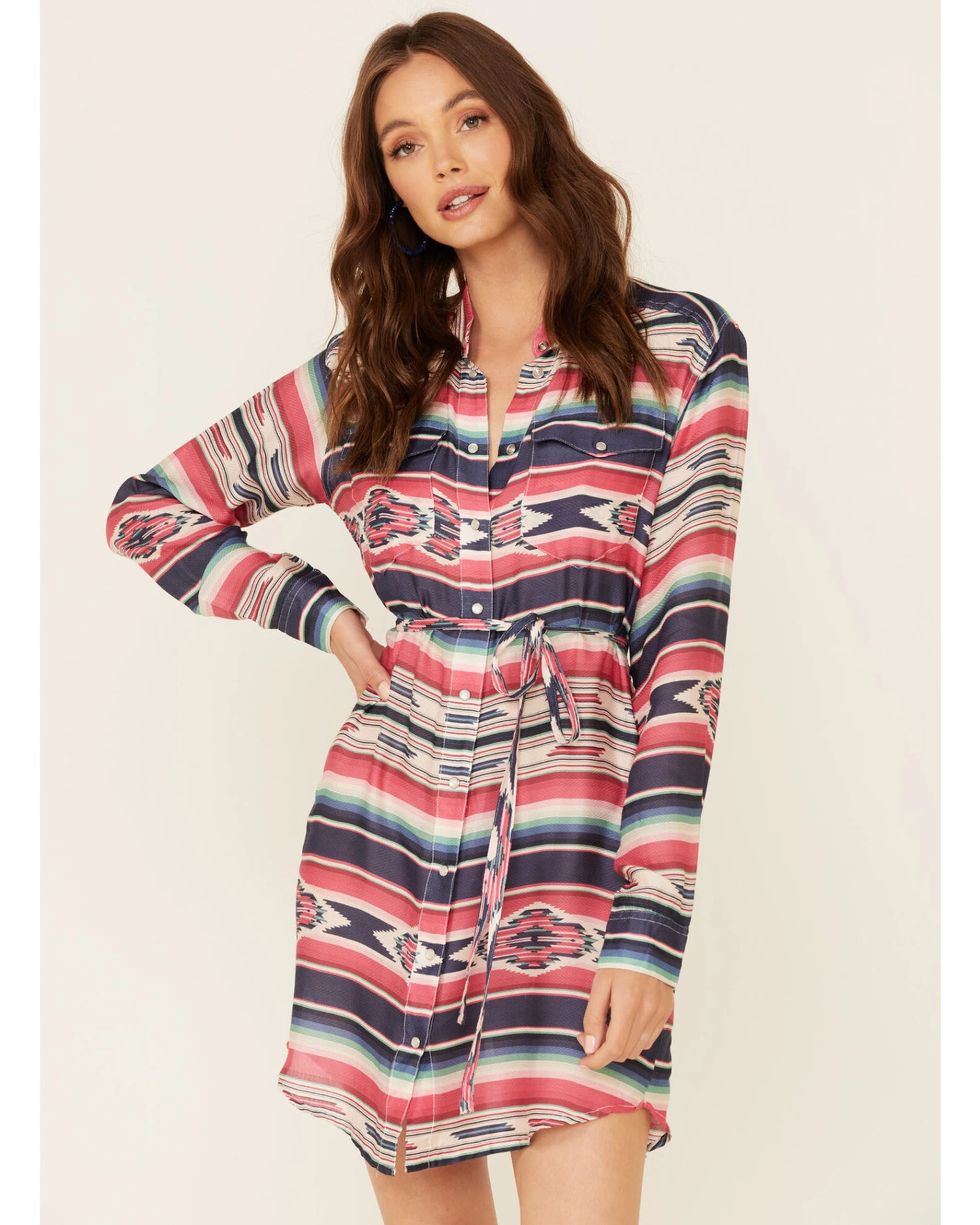 Stetson Women's Southwestern Print Self-Tie Sash Dress 6 Stetson Women's Southwestern Print Self-Tie Sash Dress - Image 4