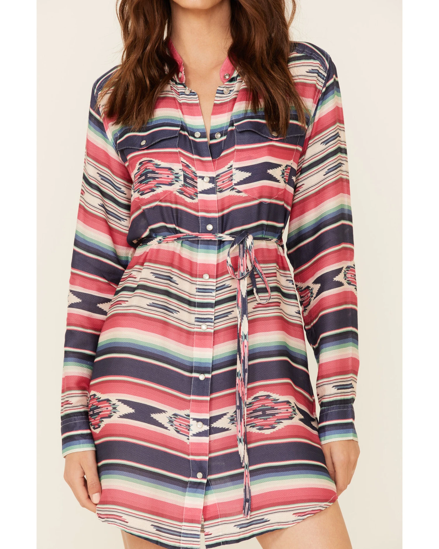 Stetson Women's Southwestern Print Self-Tie Sash Dress 5 Stetson Women's Southwestern Print Self-Tie Sash Dress - Image 3