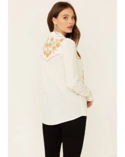 ROPER Stetson Women's Poly Crepe Retro Embroidered Long Sleeve Snap Western Shirt 8 ROPER Stetson Women's Poly Crepe Retro Embroidered Long Sleeve Snap Western Shirt -Country Clothing Store 2000332684 100 P4