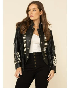 Liberty Wear Women's Black Fringe Sheep Napa Jacket -Country Clothing Store 2000334581 001 P1