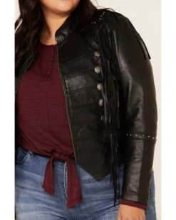 Liberty Wear Women's Black Fringe Snap Sheep Napa Jacket - Plus -Country Clothing Store 2000334584 001 P3