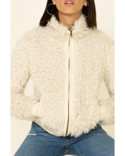 Angie Women's Cream Zip-Front Faux Fur Jacket -Country Clothing Store 2000336786 110 P3