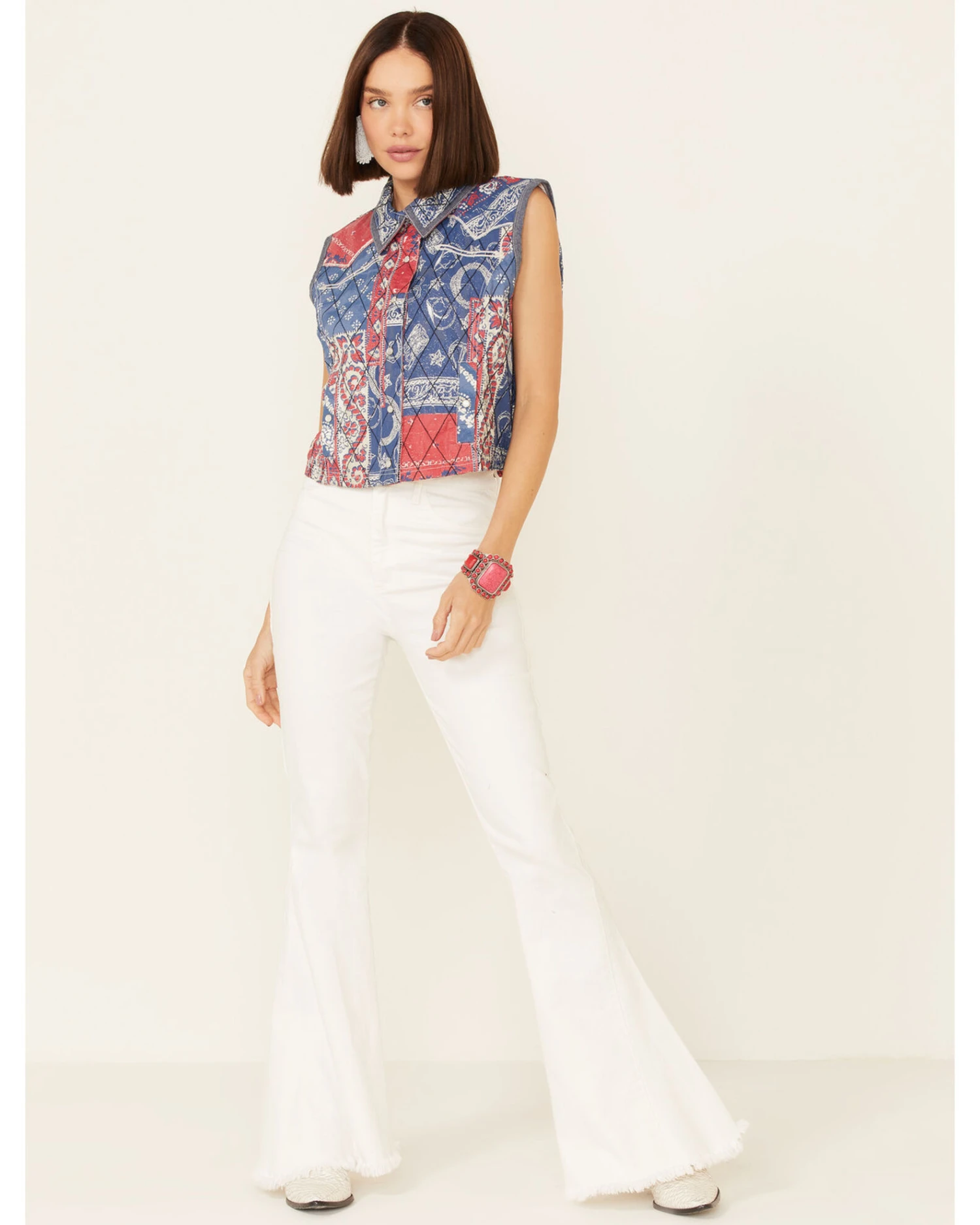 Double D Ranch Women's Multi Print Liberty & Justice For All Snap-Front Vest 6 Double D Ranch Women's Multi Print Liberty & Justice For All Snap-Front Vest - Image 4