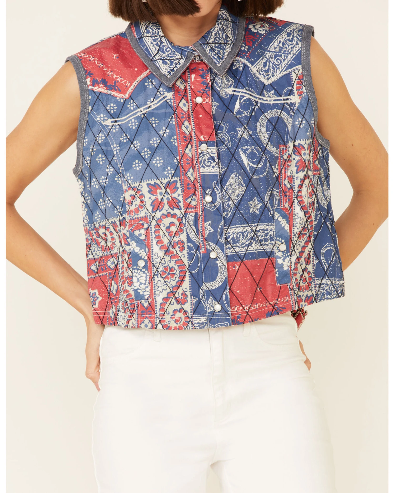 Double D Ranch Women's Multi Print Liberty & Justice For All Snap-Front Vest 3 Double D Ranch Women's Multi Print Liberty & Justice For All Snap-Front Vest