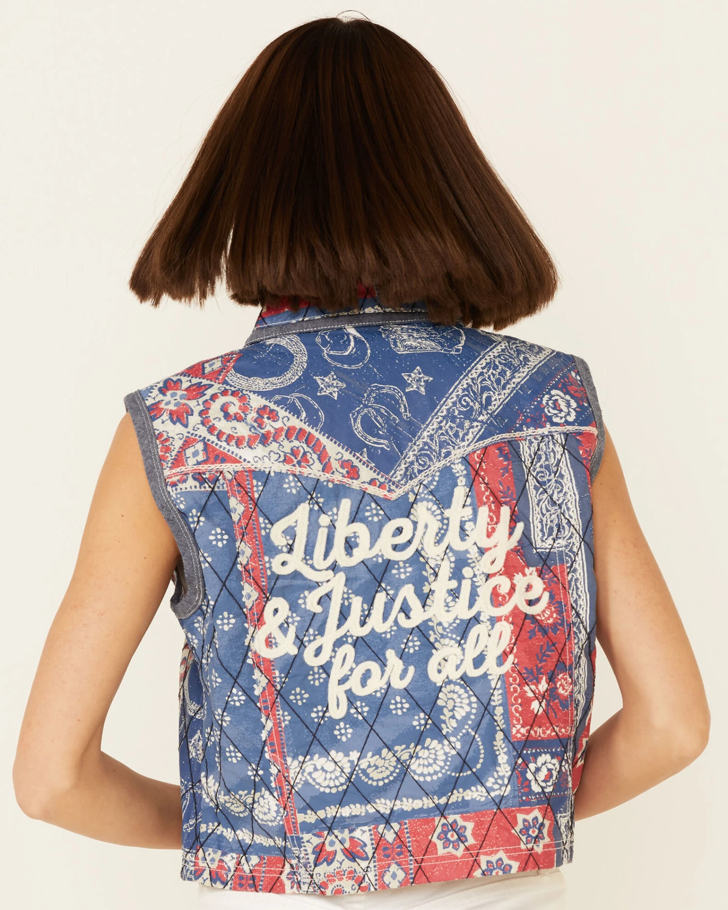 Double D Ranch Women's Multi Print Liberty & Justice For All Snap-Front Vest 4 Double D Ranch Women's Multi Print Liberty & Justice For All Snap-Front Vest - Image 2
