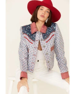 Double D Ranch Women's Multi Print Chick Fiddle Button-Front Jacket -Country Clothing Store 2000340303 900 P1