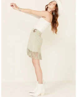 Double D Ranch Women's Dee Belted Fringe Leather Skirt -Country Clothing Store 2000340532 343 P1