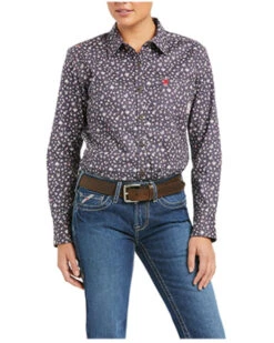 Ariat Women's FR Floral Print Long Sleeve Button Down Romesha DuraStretch Work Shirt