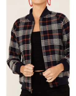 Pendleton Women's Navy & Red Plaid Wool Bomber Jacket 9 Pendleton Women's Navy & Red Plaid Wool Bomber Jacket -Country Clothing Store 2000343369 410 P3