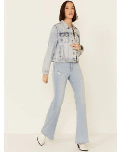 Driftwood Women's Light Wash Patchwork Cropped Button-Front Denim Jacket -Country Clothing Store 2000344289 400 P2