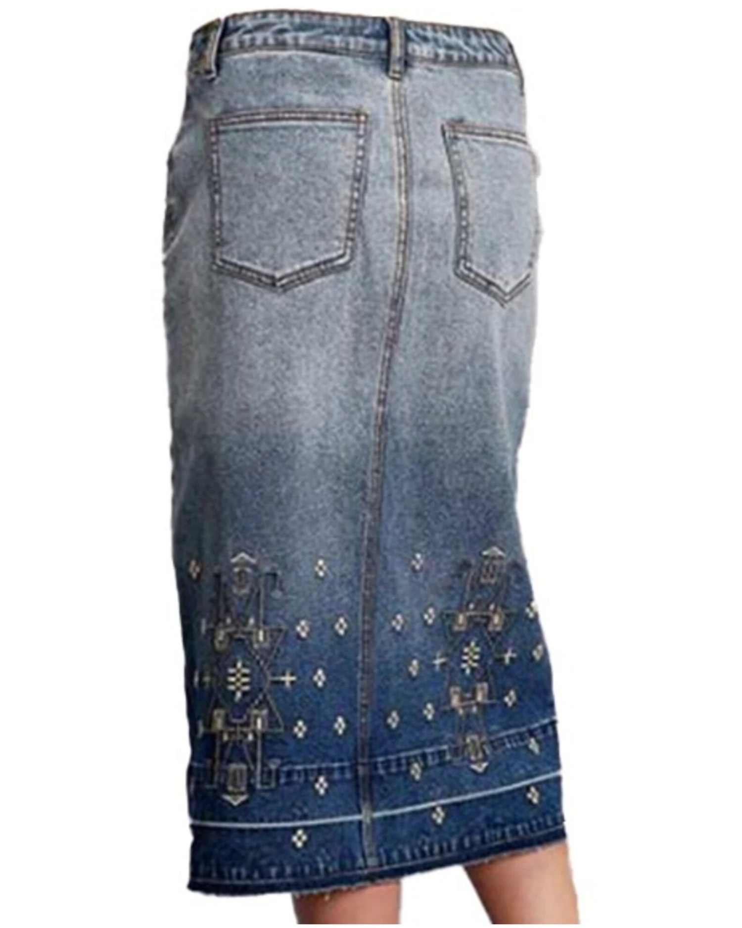 Stetson Women's Embroidered Long Denim Skirt 3 Stetson Women's Embroidered Long Denim Skirt