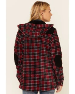 Powder River Outfitters Red Plaid Berber Fleece Zip-Front Hooded Jacket