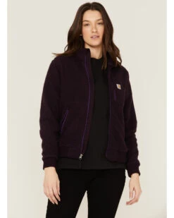 Carhartt Women's Solid Purple Relaxed Fit Zip-Front Sherpa Fleece Work Jacket -Country Clothing Store 2000346345 021 P1