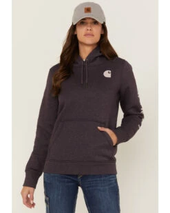 Carhartt Women's Gray Relaxed Midweight Logo Sleeve Graphic Hooded Sweatshirt -Country Clothing Store 2000346369 020 P1