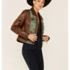 Double D Ranch Women's Cliff Dwellers Button-Front Leather Jacket