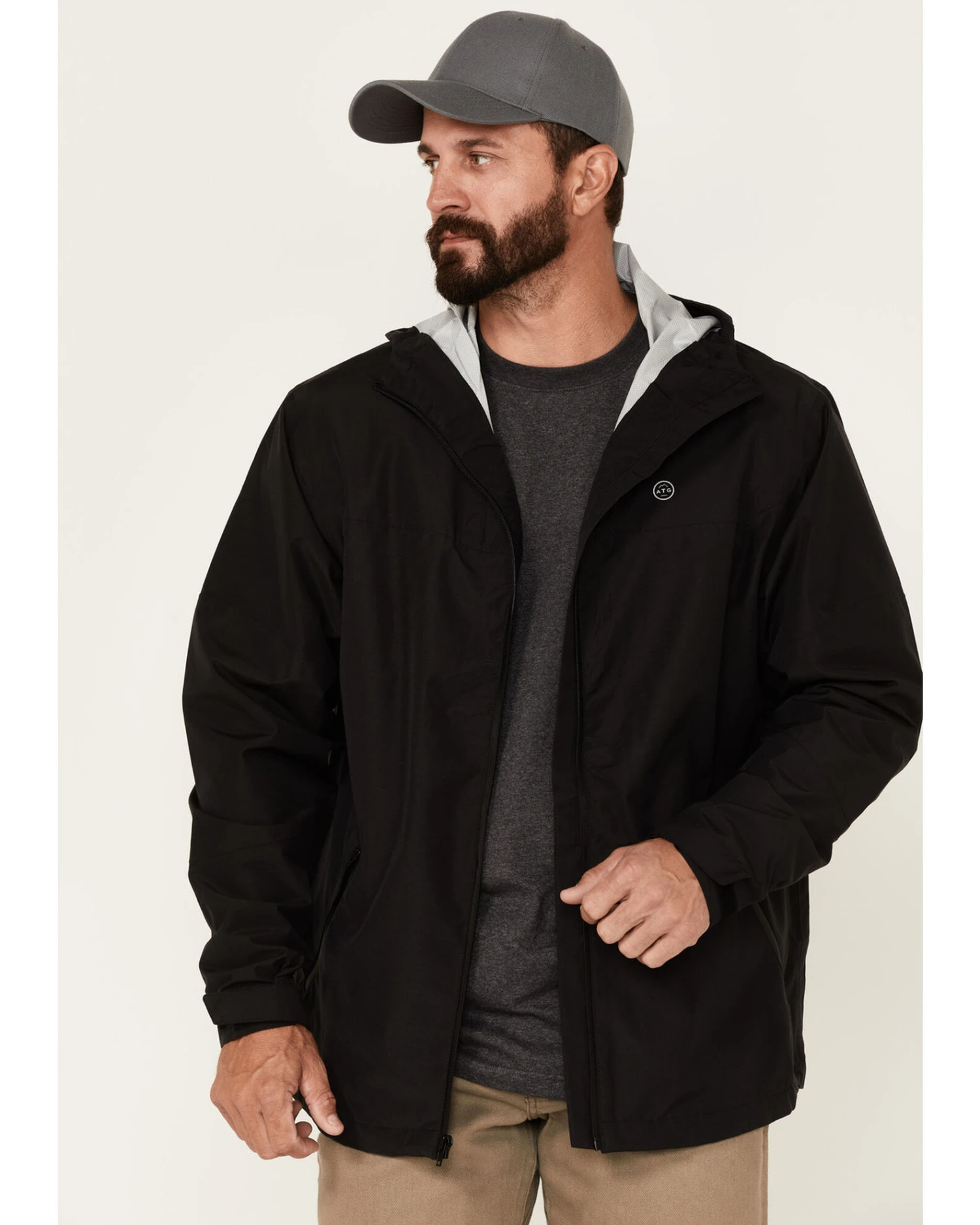 Wrangler ATG Men's All-Terrain Black Zip-Front Hooded Rain Jacket 6 Wrangler ATG Men's All-Terrain Black Zip-Front Hooded Rain Jacket - Image 4