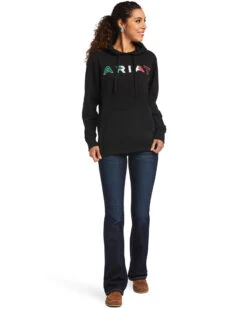 Ariat Women's Black R.E.A.L Mexico Embroidered Logo Pullover Hoodie - Plus -Country Clothing Store 2000347975 001 P4