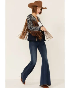 Scully Women's Demin Embroidered Floral & Beaded Stud Fringe Leather Jacket 9 Scully Women's Demin Embroidered Floral & Beaded Stud Fringe Leather Jacket -Country Clothing Store 2000348602 402 P2