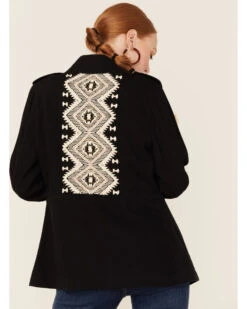 Shyanne Women's Black Embroidered Southwestern Back Anorak Jacket