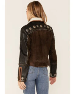 Double D Ranchwear Women's Sherpa Trim Leather Cave Basin Jacket -Country Clothing Store 2000351610 200 P3