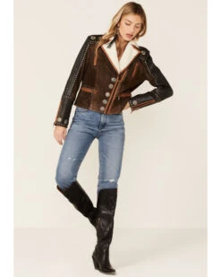 Double D Ranchwear Women's Sherpa Trim Leather Cave Basin Jacket -Country Clothing Store 2000351610 200 P4