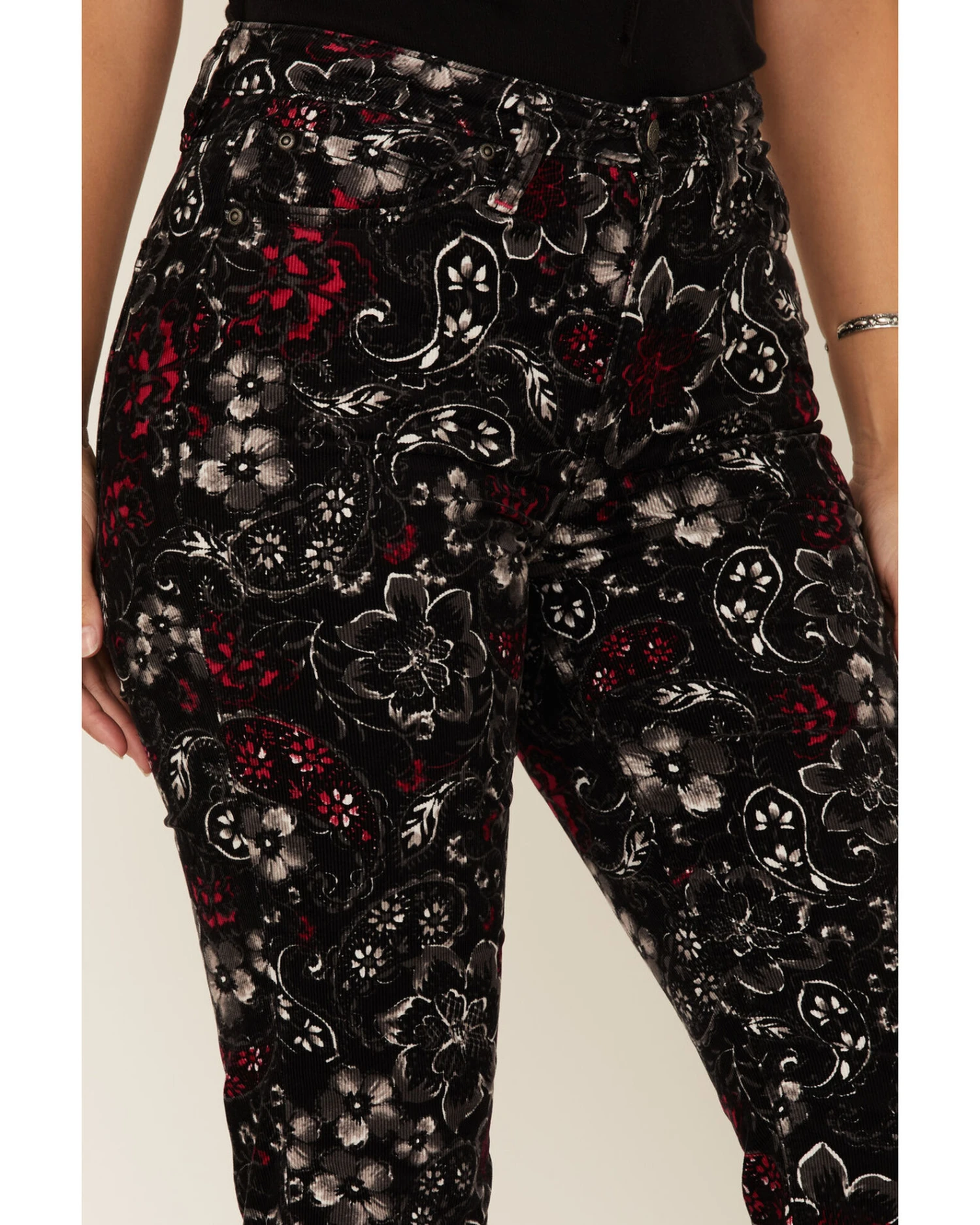 Idyllwind Women's Floral Print High Rise Flare Corduroy Jeans 3 Idyllwind Women's Floral Print High Rise Flare Corduroy Jeans