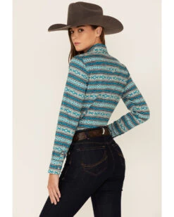 Roper Women's Teal Southwestern Stripe Snap Front Shirt 9 Roper Women's Teal Southwestern Stripe Snap Front Shirt -Country Clothing Store 2000352235 442 P3