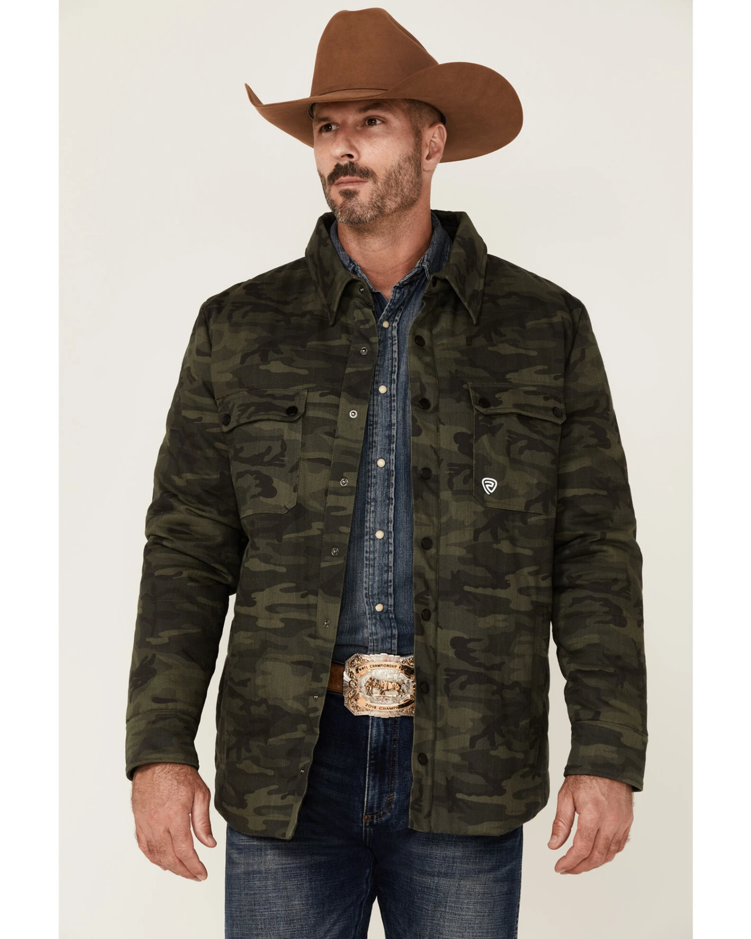 Rock & Roll Denim Men's Camo Print Twill Puffer Snap-Down Shirt Jacket 4 Rock & Roll Denim Men's Camo Print Twill Puffer Snap-Down Shirt Jacket - Image 2