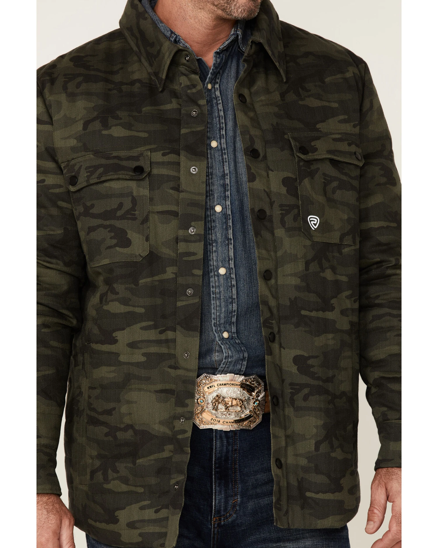 Rock & Roll Denim Men's Camo Print Twill Puffer Snap-Down Shirt Jacket 5 Rock & Roll Denim Men's Camo Print Twill Puffer Snap-Down Shirt Jacket - Image 3