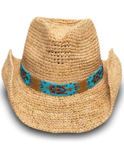 Nikki Beach Women's Natural Mazatlan Crochet Raffia Straw Western Hat -Country Clothing Store 2000352520 101 P2