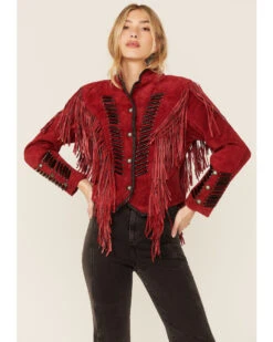 Cripple Creek Women's Beaded Suede Fringe Black Bones Military Jacket 9 Cripple Creek Women's Beaded Suede Fringe Black Bones Military Jacket -Country Clothing Store 2000352582 600 P1
