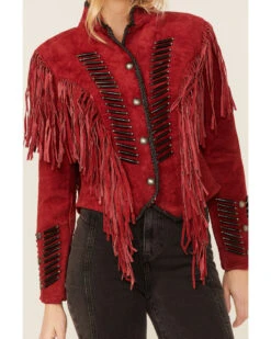 Cripple Creek Women's Beaded Suede Fringe Black Bones Military Jacket 8 Cripple Creek Women's Beaded Suede Fringe Black Bones Military Jacket -Country Clothing Store 2000352582 600 P2