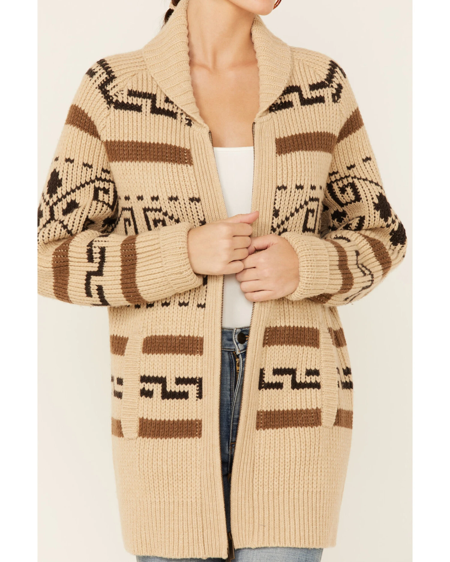 Pendleton Women's Tan Westerley Long Sleeve Cardigan 6 Pendleton Women's Tan Westerley Long Sleeve Cardigan - Image 4