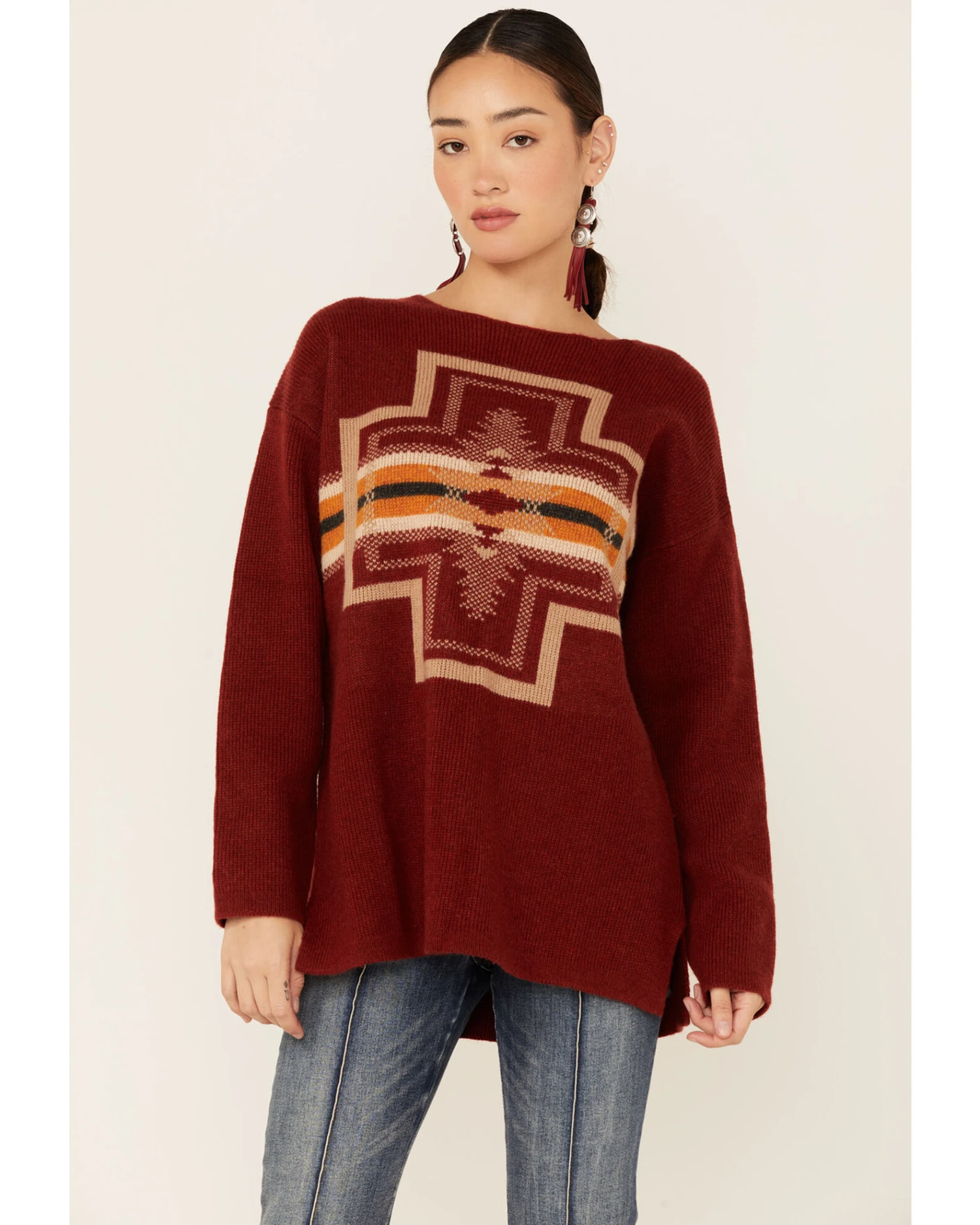 Pendleton Women's Colorful Print Drop-Shoulder Sweater 3 Pendleton Women's Colorful Print Drop-Shoulder Sweater
