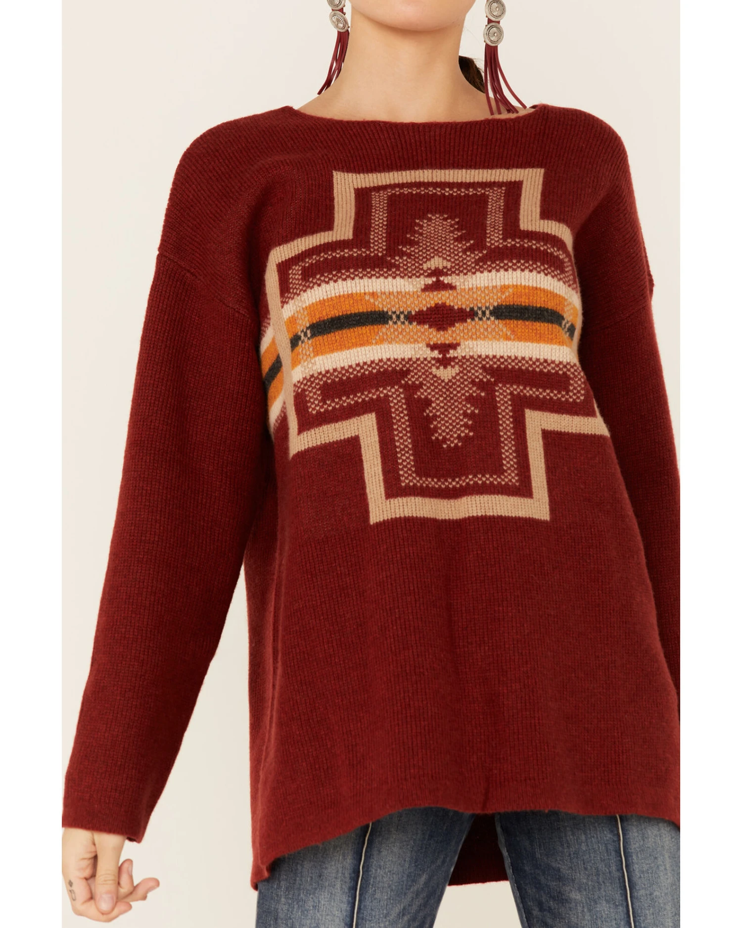 Pendleton Women's Colorful Print Drop-Shoulder Sweater 4 Pendleton Women's Colorful Print Drop-Shoulder Sweater - Image 2