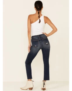 VIGOSS Women's Dark Wash High Rise Stevie Straight Distressed Jeans -Country Clothing Store 2000355109 401 P4